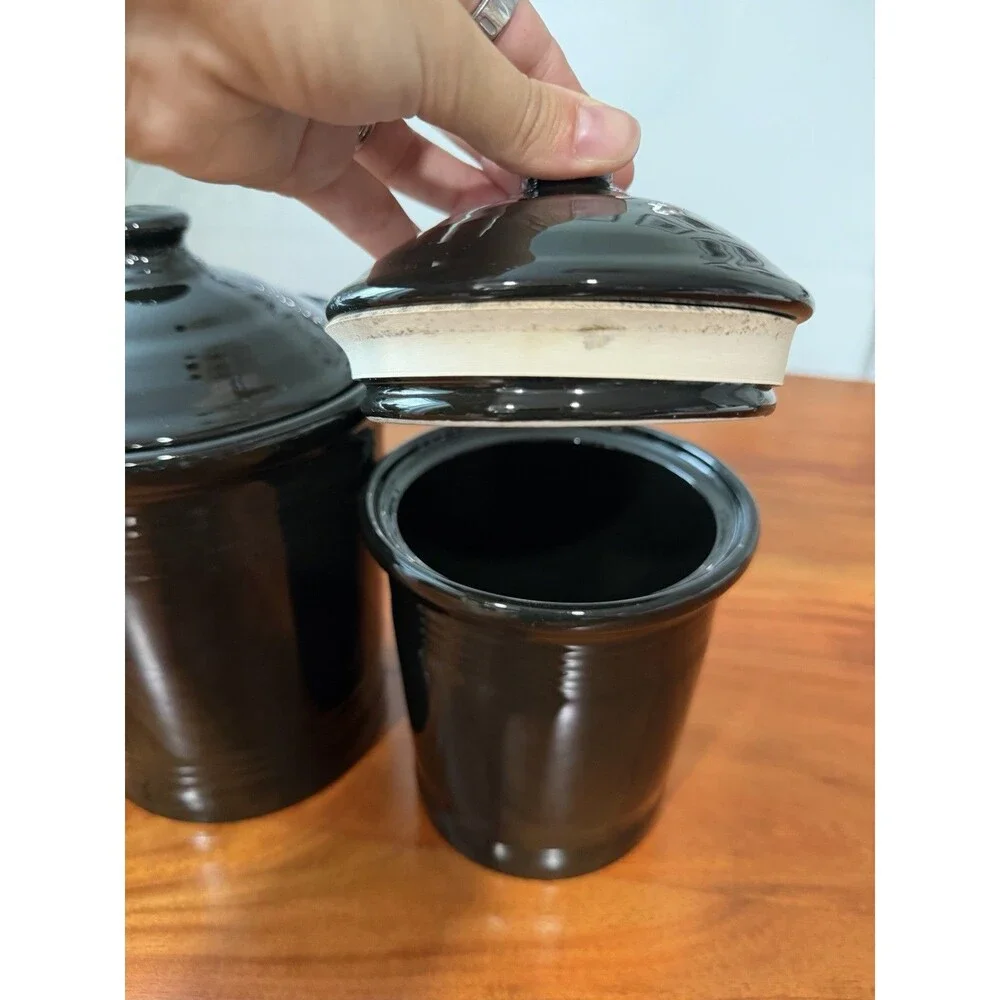 Vintage Fiesta Black Canisters Set Of 3